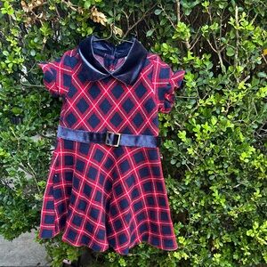 Janie and Jack Plaid Dress with Velvet Collar
